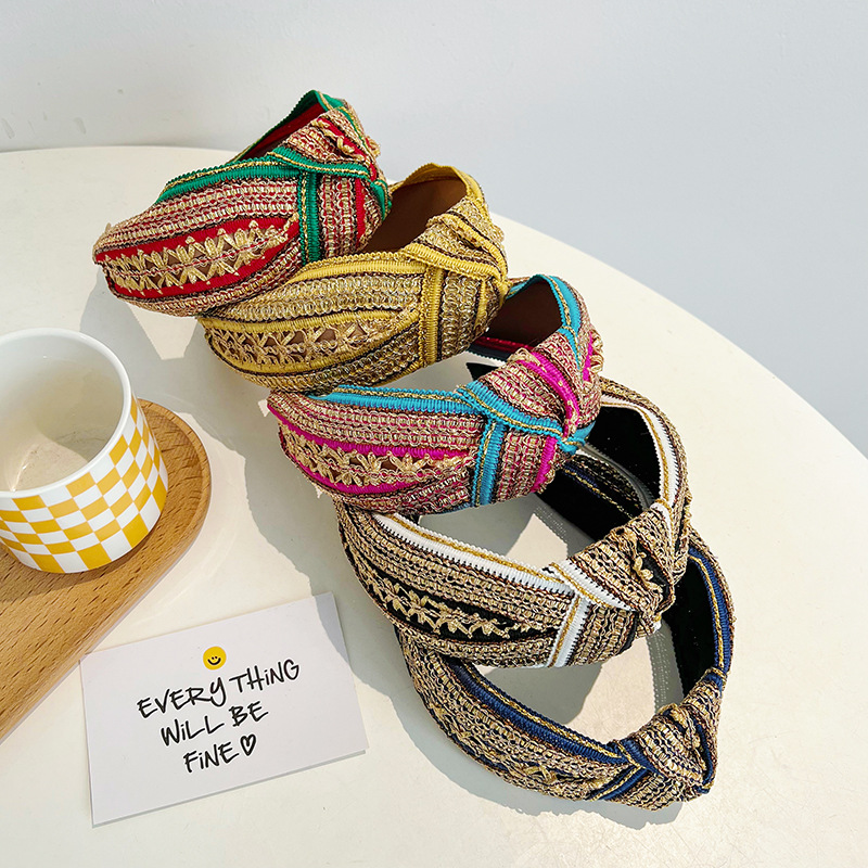 Embroidery Knot - Kadın kızlar Vintage Bohemian nakış altın