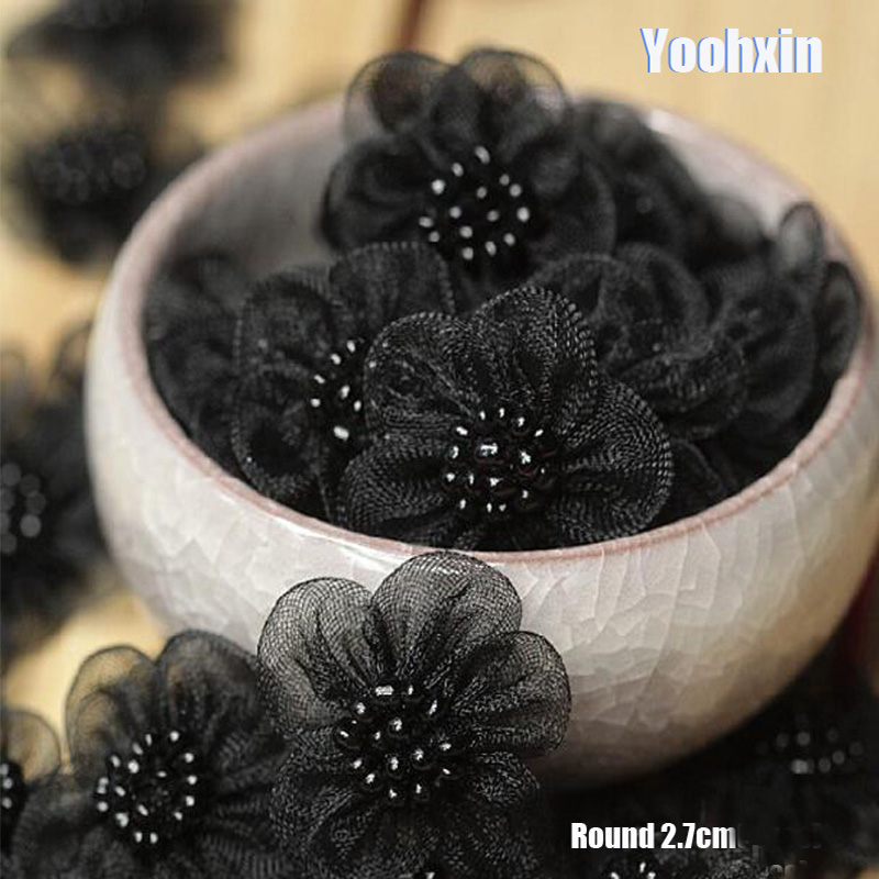 Embroidery On Black Shirt - 3 adet sıcak 3D siyah çiçek