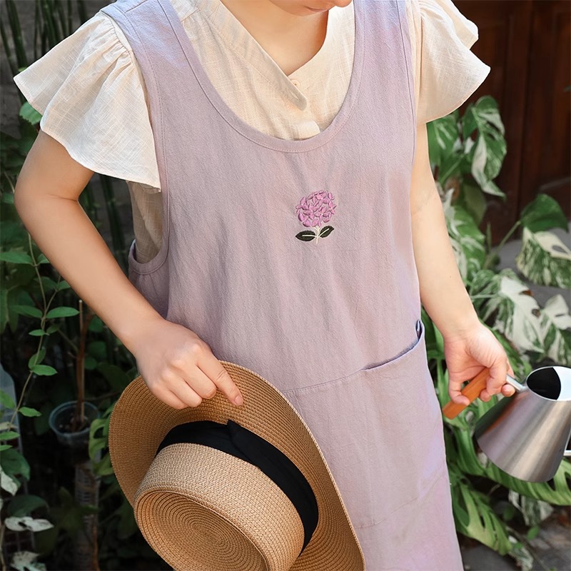 Embroidery Apron - Yaz Saf Pamuk Nakış Mutfak Önlüğü