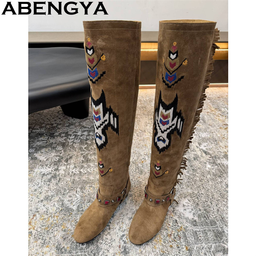 Embroidery Yes - ABENGYA 2026 Kış Yeni Diz Yüksek