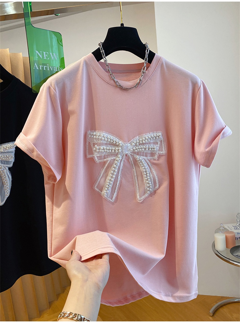 Embroidery Knot - İnci Düğümlü Kısa Kollu Tişört Kadın