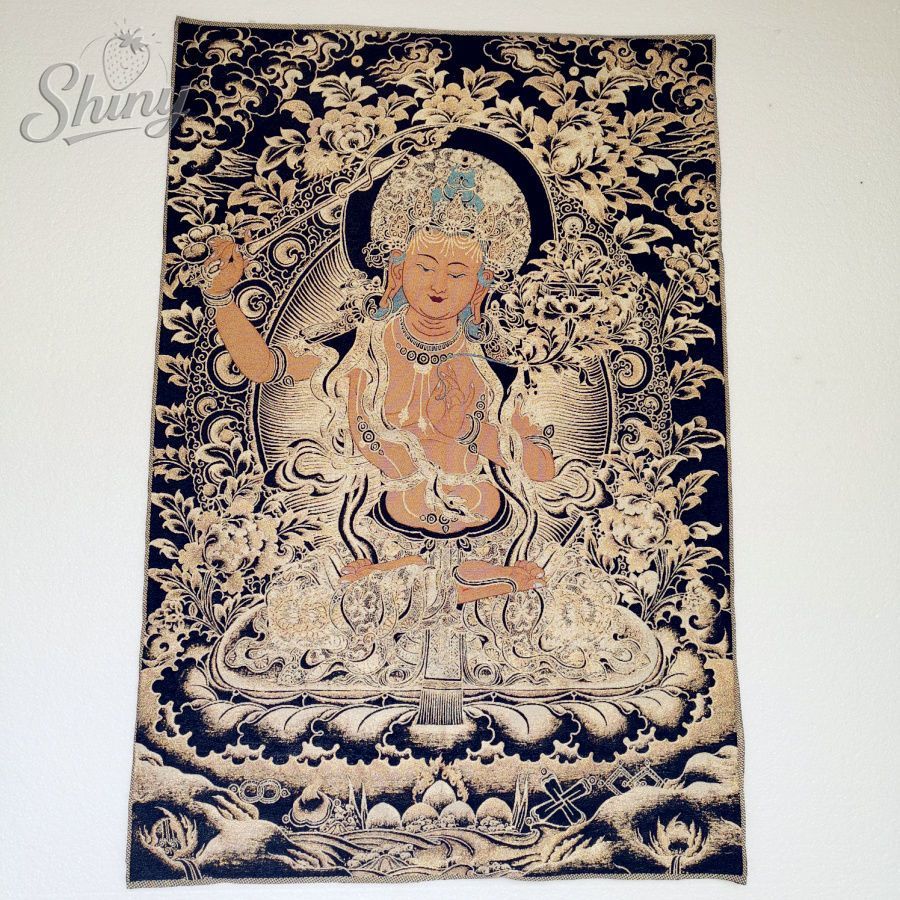 Embroidery Floss - Siyah Altın Manjusri Bodhisattva Brokar Tibet